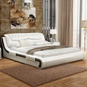 真皮床双人床1.8米1.5米现代简约大小户型主卧储物婚床软包皮艺床
