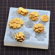 超轻粘土软陶金元宝金条硅胶模具，硅胶巧克力翻糖树脂土diy模具