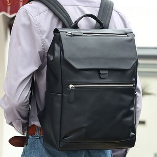 多功能潮牌15.6寸大学生电脑背包大容量休闲背包真皮商务双肩包男