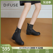 dfuse迪芙斯秋冬牛皮，圆头防水机车靴粗跟短靴df24116141