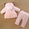0一1岁女宝宝秋冬装外出分体款外套装女婴儿服加厚棉衣袄三件套季