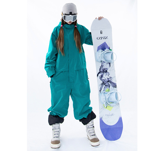5折YXSS滑雪服3L专业男女款防水保暖滑雪裤墨绿连体衣单双板