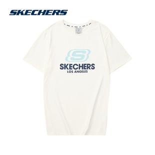 skechers斯凯奇短袖男女春夏季白色情侣速干运动潮流圆领t恤