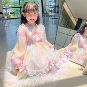 洛丽塔女童连衣裙秋装长袖礼服，萝莉艾莎公主，儿童甜美女纱棉服裙装