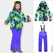 跨境电商phibee菲比小象儿童，滑雪服男童冲锋衣套装户外服装两件套