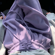 紫色运动裤子女春秋款慵懒复古直筒垂感阔腿裤休闲美式卫裤设计感
