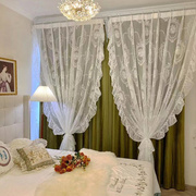 法式轻奢复古白色蕾丝窗帘2023年客厅卧室遮光丝绒布网红纱帘