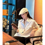 美洋meiyang银扣白衬衫舒柔特酷飒工装口袋夹克，外套廓形系列