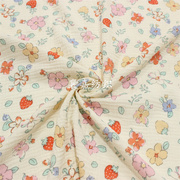 全棉双层纱布，棉绉布料草莓花睡衣，家居服面料