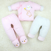 新生儿加厚棉衣秋冬季套装三件套男女宝宝棉服婴儿棉袄0-3-6个月