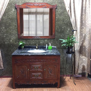 明清古典卫浴柜实木新中式浴室柜，橡木中国风落地式洗漱洗手台盆柜