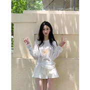 美式印花微透防晒罩衫长袖t恤女夏季薄款慵懒风宽松显瘦百搭上衣