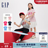 gap男女童2024春夏logo撞色纯棉圆领短袖，t恤儿童装上衣890880
