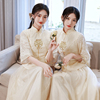 中式伴娘服女2024姐妹团婚礼服，国风旗袍显瘦秀禾伴娘裙小个子