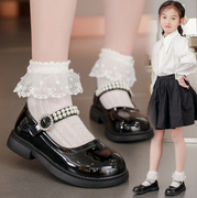 儿童鞋女童皮鞋黑色软底公主鞋春秋2023女孩小学生校园演出鞋