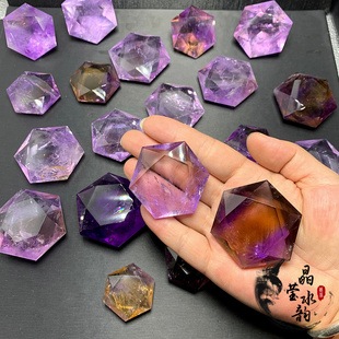 多款天然紫水晶大卫星，紫黄晶六芒星规格齐全纯天然原石打磨