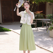 大码女装夏季搭配一整套新中式国风胖mm巨显瘦今年流行漂亮套装裙