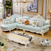 欧式真皮沙发组合头层牛皮大小户型客厅家具转角L型简欧贵妃