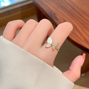 蝴蝶锆石开口戒指女轻奢高级感时尚气质小众设计食指指环可调节