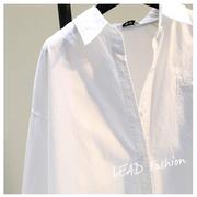 韩国白色棉麻衬衫女2023秋季宽松休闲长袖BF风衬衣上衣开衫