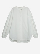 法式圆领衬衫内搭打底衫2024女长袖设计感白色捏褶上衣春秋季