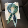 韩式春秋丝巾发带三角巾菱形围巾女搭配衬衫薄款蓝绿条纹领巾