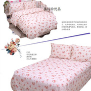 温馨粉色田园花朵床单纯棉床笠枕套被单被套双人斜纹全棉柔软套件