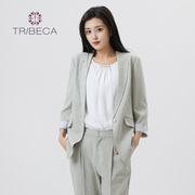 TRIBECA翠贝卡商场同款春季女职业休闲七分袖小西装
