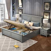 美式实木床.8米双人床.5米现代简约高箱储物床乡村主卧轻奢家具