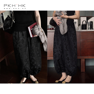 PKH.HK特24春新腔调自留黑和新中式友好搭配的舒适禅意阔腿灯笼裤