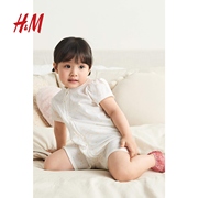 hm童装婴儿装儿童连体，睡衣2件装夏季短袖，短裤拉链家居服0967155