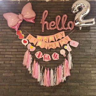 网红宝宝周岁生日派对，背景墙布置儿童女孩满月百天气球场景装饰