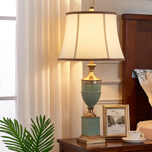 美式乡村蓝色奖杯台灯，地中海客厅书房，卧室床头灯奢华高档台灯灯具