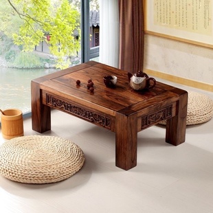 中式仿古雕花炕桌实木飘窗桌日式榻榻米茶几现代阳地台小矮桌