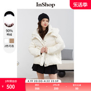 商场同款INSHOP女设计感立领连帽羽绒服保暖宽松面包服