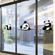 小熊猫图案衣柜贴纸厨房卫生间，玻璃门防撞推拉门小动物，装饰墙贴画