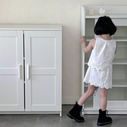 女童夏季森系短裙套装 儿童甜美镂空钩花两件套蕾丝可爱韩系