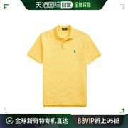 欧洲直邮RALPHLAUREN/拉夫劳伦男士黄色棉质珠地布刺绣短袖polo衫