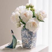 桌面植物芍药牡丹仿真花摆设插花花瓶客厅装饰摆件中式餐桌花花艺