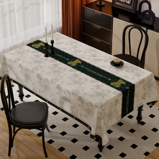 复古轻奢高级感桌布免洗防油防水长方形餐桌布，茶几台布2024