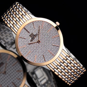 钢带潮流时尚瑞士镶钻石英表防水高档女士手表男商务精钢国产腕表