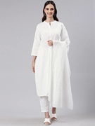 印度进口民族风女装纯棉3件套旁遮比纯色，文艺干净休闲套装白色