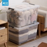 茶花塑料收纳箱透明家用衣服衣物加厚储物箱玩具收纳盒整理床底箱