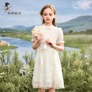 女童新中式雪纺连衣裙2024夏装，洋气中大童国风，裙子儿童公主裙