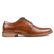 lambretta时尚经典棕色，系带单鞋男士英伦风，浮雕休闲皮鞋