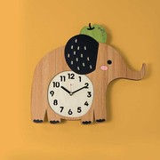 木质静音大象挂钟客厅，卧室挂钟表儿童，房静音钟表幼儿园挂表