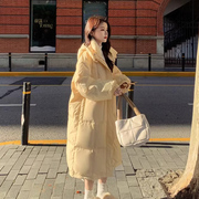 奶fufu黄色羽绒棉服女冬季2023年韩系宽松中长款加厚棉衣棉袄