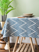 棉麻布艺日式餐桌桌布北欧长方形，家用流苏茶几布圆桌(布，圆桌)台布餐桌布