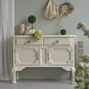 gz020欧式法式乡村风复古白色，木质餐边玄关，装饰柜子花园储物柜