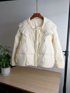 9999针织娃娃领羽绒服女冬季设计感甜美显瘦白鸭绒外套